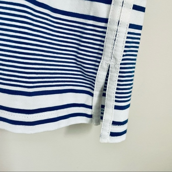 Vineyard Vines Blue White 3/4 Sleeve Striped Cotton Blend Lace Up Dress - Picture 9 of 14